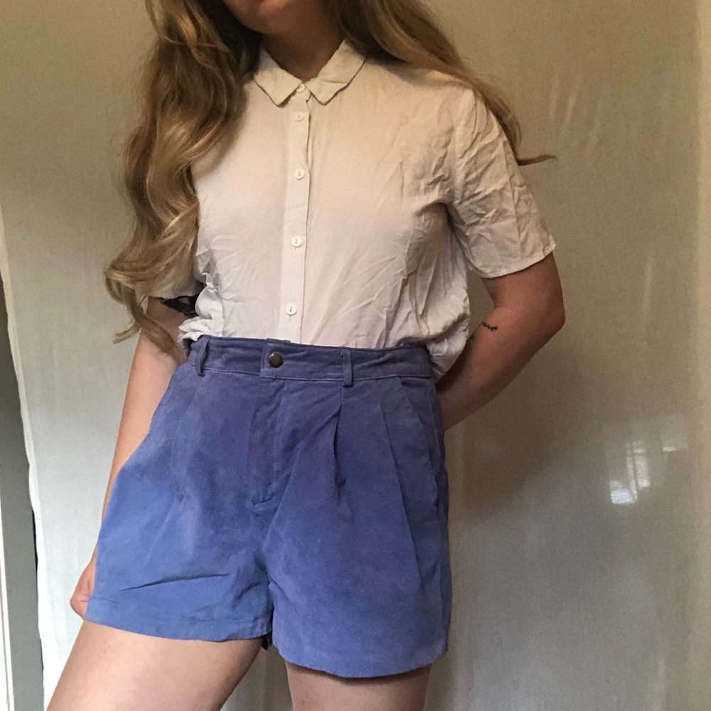 faux hide blue high waisted short